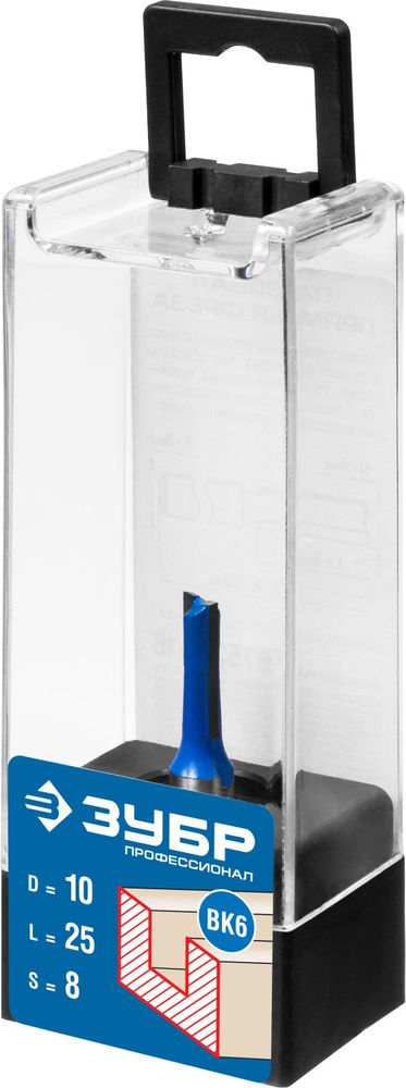 Фреза пазовая прямая 10?25 мм хвостовик 8 мм ЗУБР Профессионал 28753-10-25