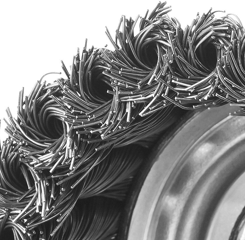 Щетка-крацовка чашечная для УШМ усиленная 80 мм, жгутированная стальная проволока 0.5 мм ЗУБР Профессионал 3527-080_z02