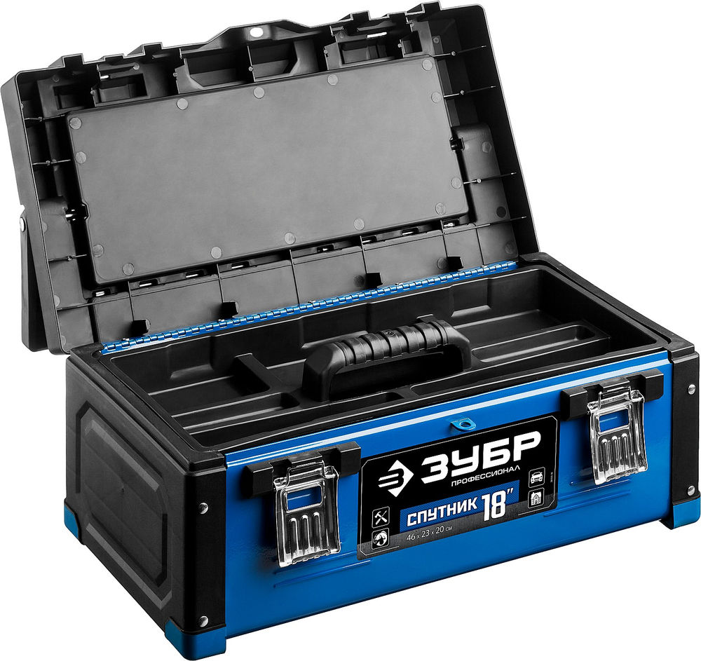 Металлический ящик для инструментов 460 х 230 х 200 мм 18 Профессионал ЗУБР СПУТНИК-18 38153-18