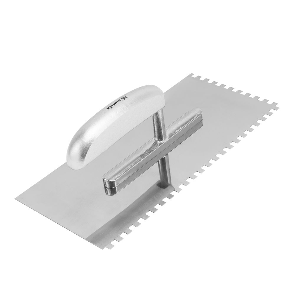 Гладилка из нержавеющей стали, 280 х 130 мм, деревянная ручка, зуб 6 х 6 мм Matrix (86737)