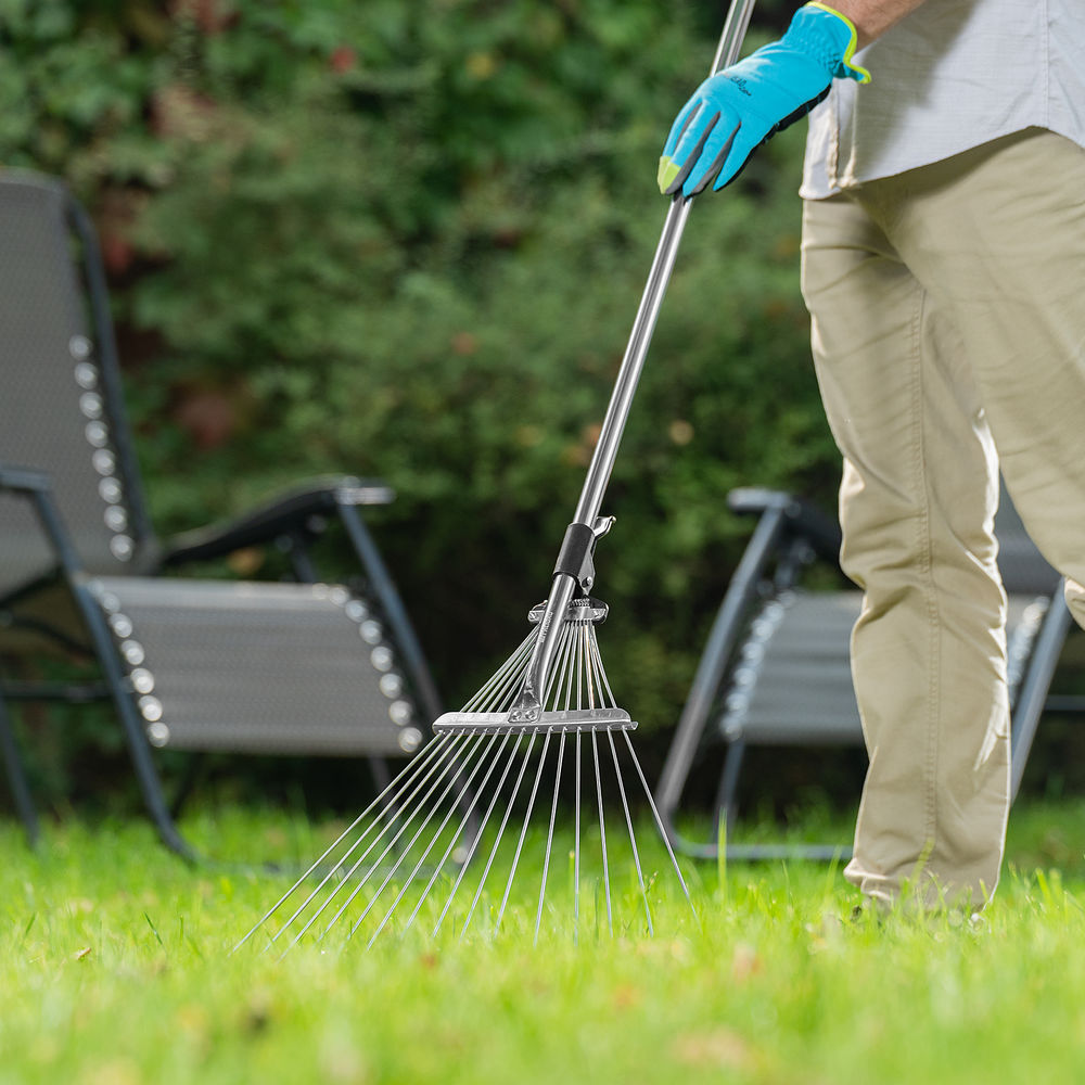 Грабли веерные стальные, 190 - 520 х 1200 - 1500 мм, 15 зубьев, раздвижные, стальной черенок, Palisad (6175655)