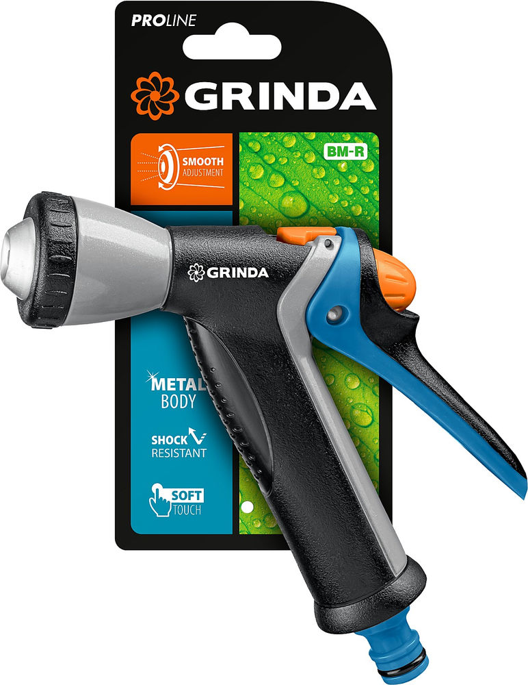 Поливочный пистолет BM-R, плавная регулировка, курок сзади, металлический с TPR, PROLine GRINDA 8-427311_z02