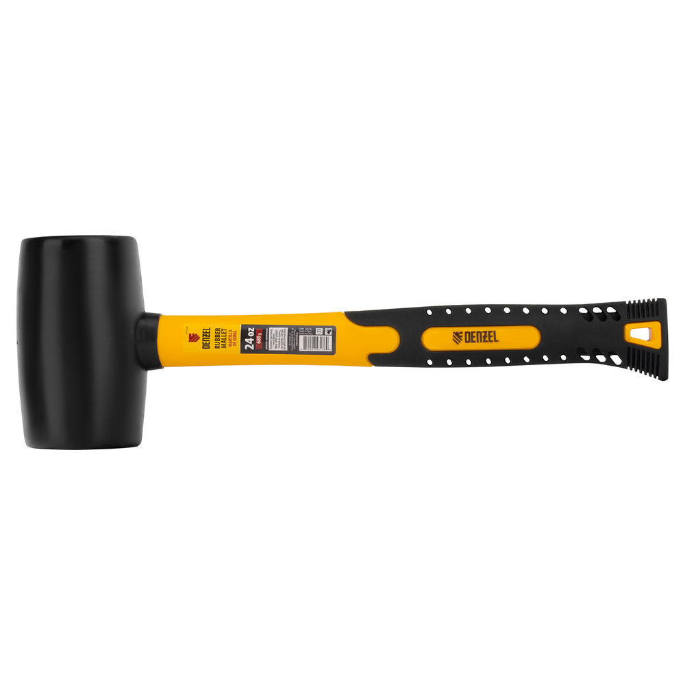 Киянка резиновая, 24 oz, черная резина, фибергласовая рукоятка Denzel