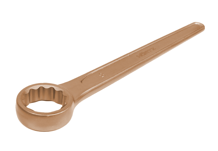 Ключ накидной односторонний 75 мм прямой длинная ручка омеднение HORTZ