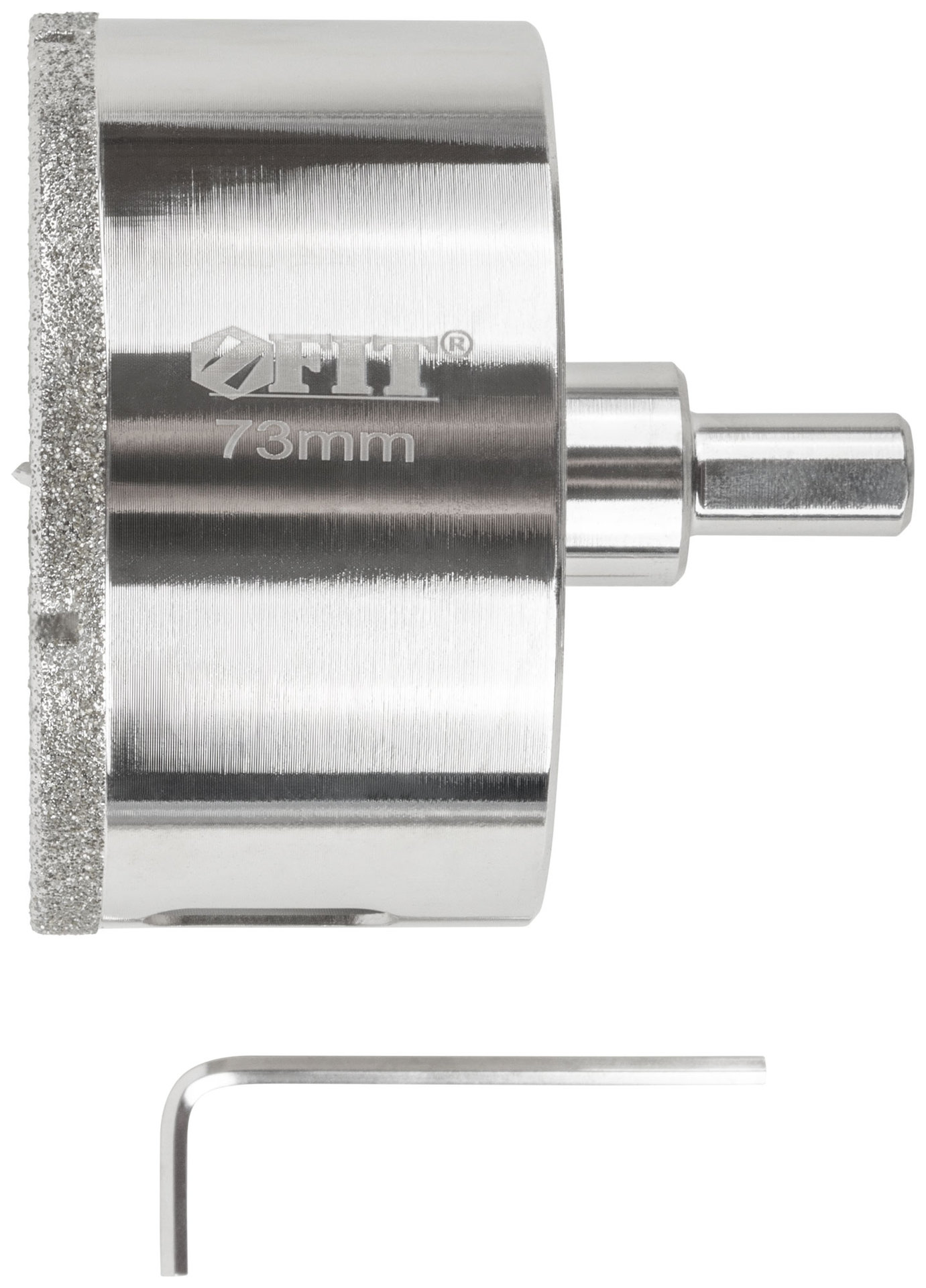 Коронка кольцевая по керамограниту, камню и кафелю алмазная с центровочным сверлом 73х70 мм (16227)