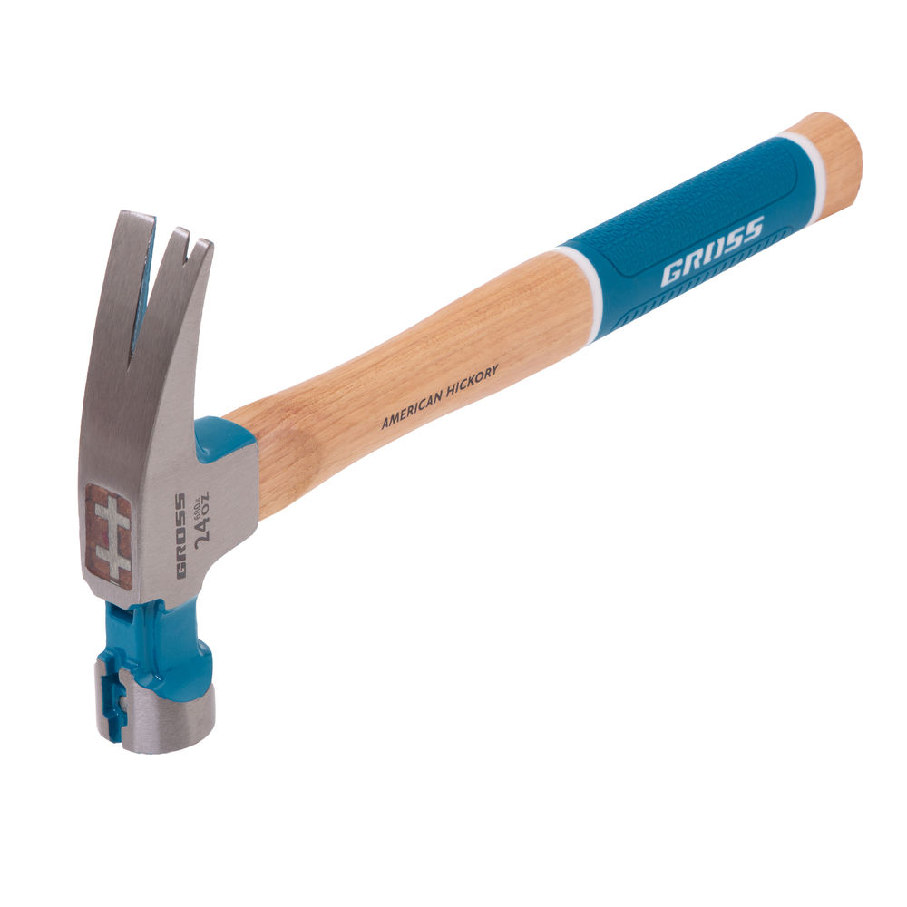 Молоток-гвоздодер, 680 г, угол 75, магнит, обрезиненная рукоятка AMERICAN HICKORY GROSS (10425)