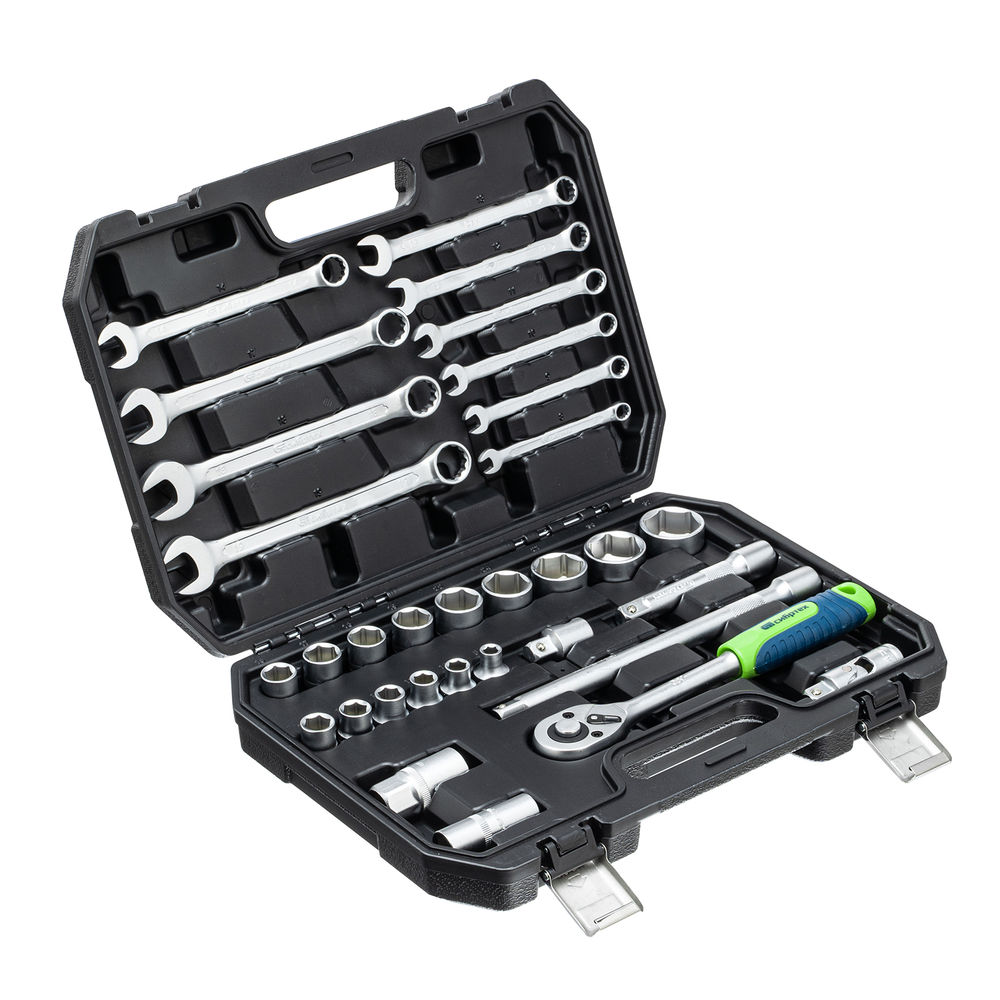 Набор инструментов, 1/2, пластиковый кейс, 32 предмета// Сибртех