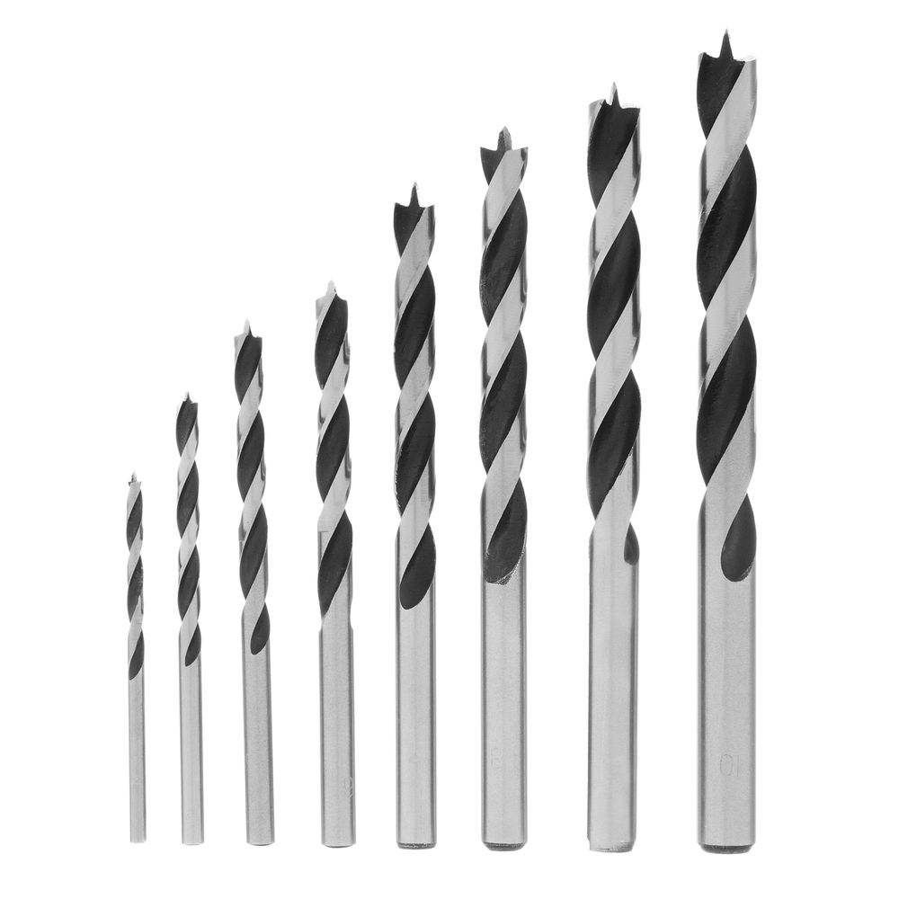 Набор сверл по дереву, 3-4-5-6-7-8-9-10 мм, 8 шт, цилиндрический хвостовиковик, пластиковый кейс, Matrix (70282)