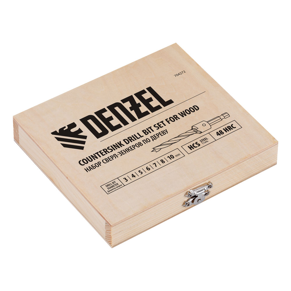 Набор сверл зенкеров по дереву, 3-10 мм, 7 шт Denzel (704272)