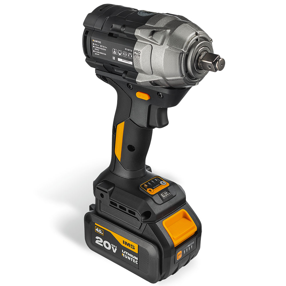 Гайковерт ударный аккумуляторный PRO 1/2, 20В, 2*4Ач, 750Нм RUNTEC RT-IW750