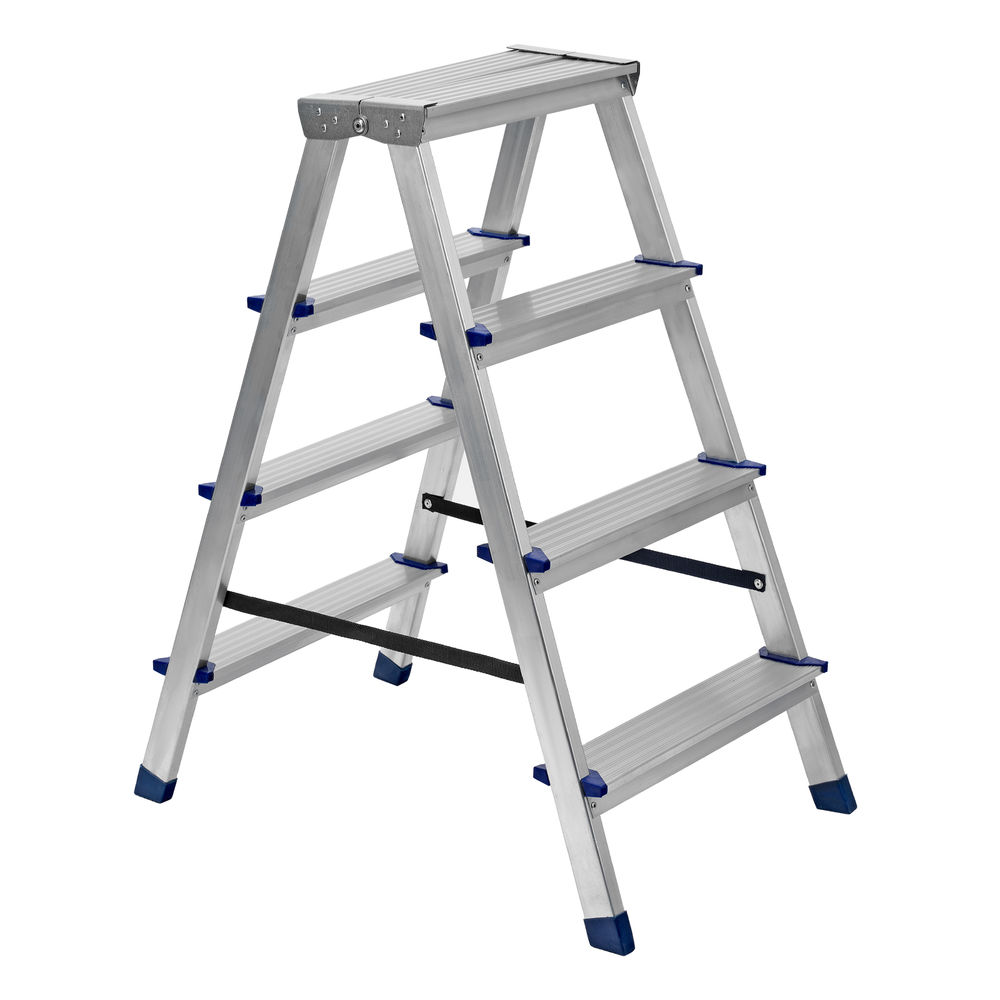 Стремянка двусторонняя 4 ступени, алюминиевая, Сибртех (97924)