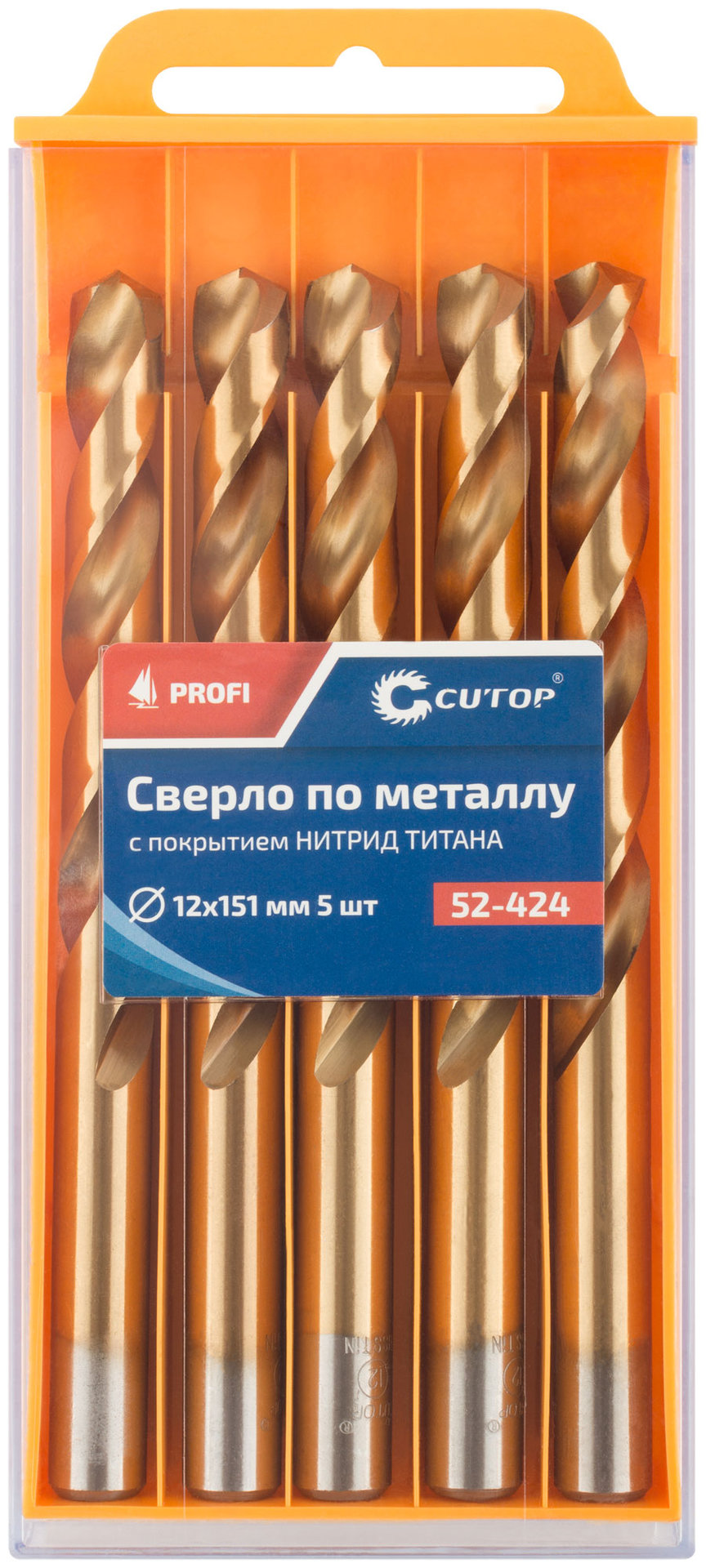 Сверло по металлу Cutop Profi с титановым покрытием, 12х151 мм (5 шт) (52-424)