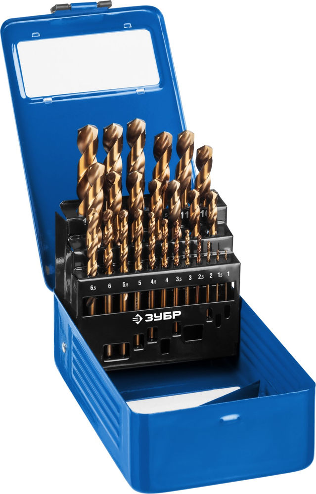Набор сверл по металлу 25 шт (1-13 мм), сталь Р6М5К5, класс А, мет.бокс Кобальт ЗУБР Профессионал 29626-H25