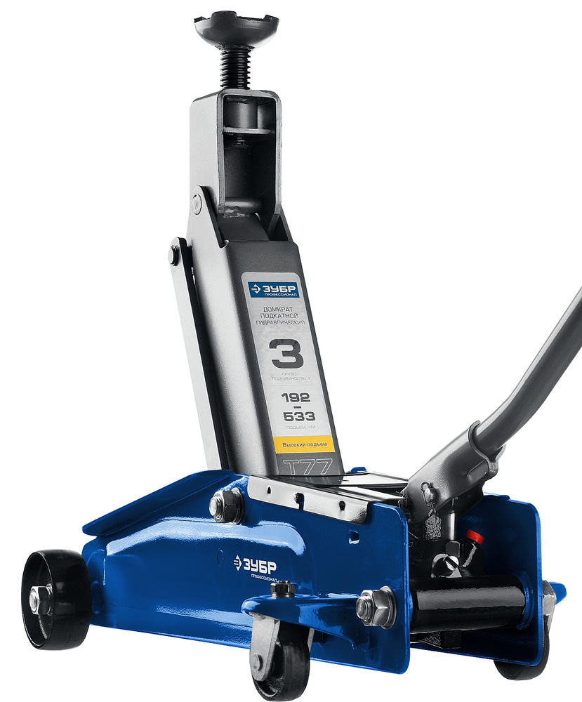Подкатной домкрат с высоким подъемом в кейсе 3 т 192 - 533 мм Профессионал ЗУБР Т-77 43055-3-K