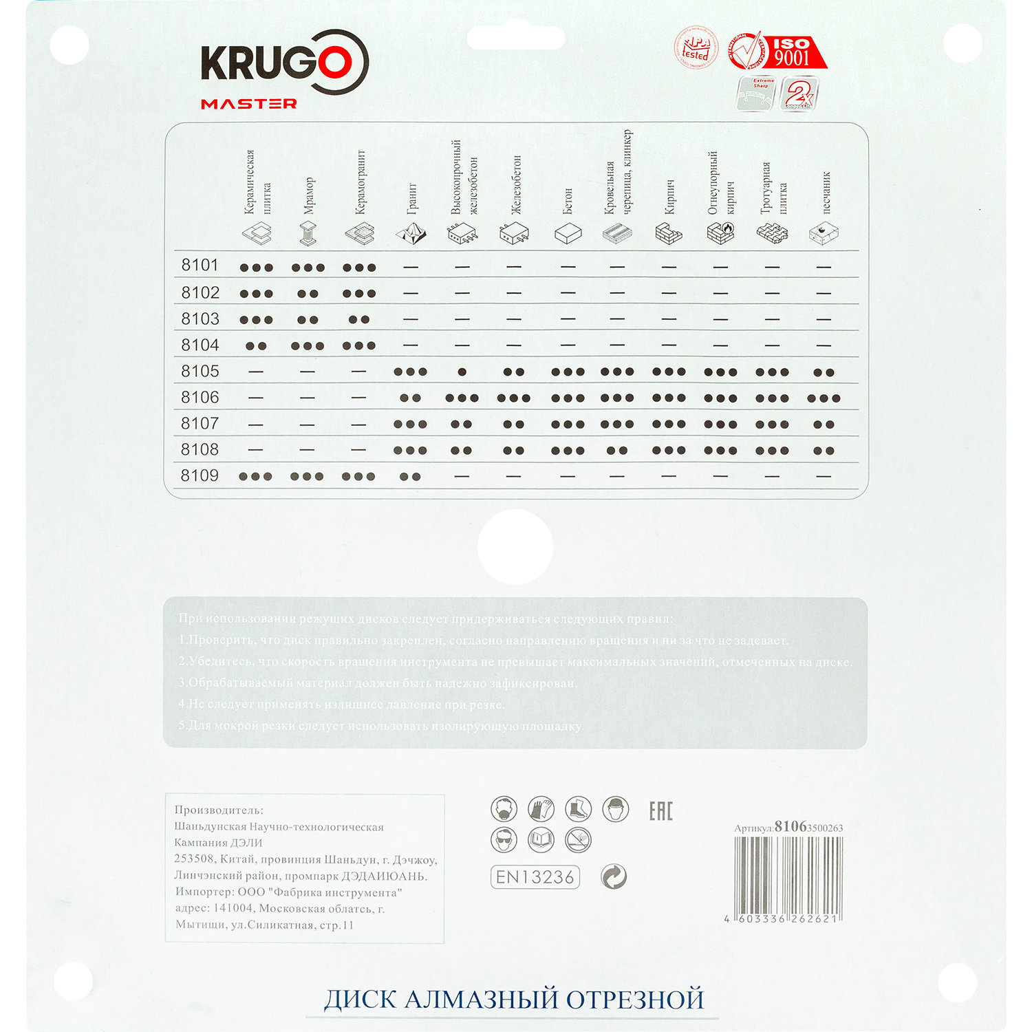 Диск алмазный Турбо по железобетону KRUGO MASTER 350х3,0х25,4х12 mm 81063500263