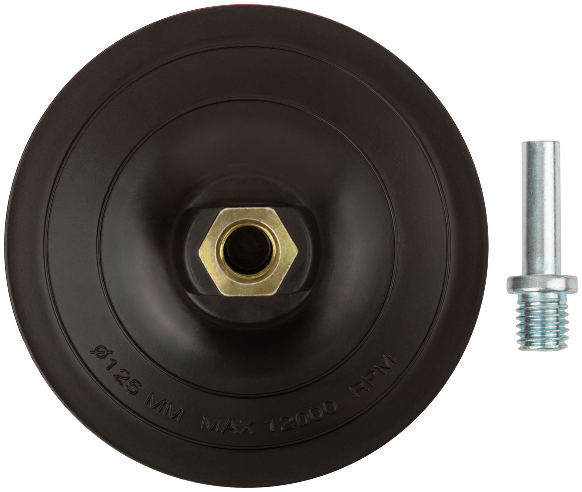 Диск шлифовальный с липучкой, гайка М14 + переходник для дрели, 125х3 мм (39618)