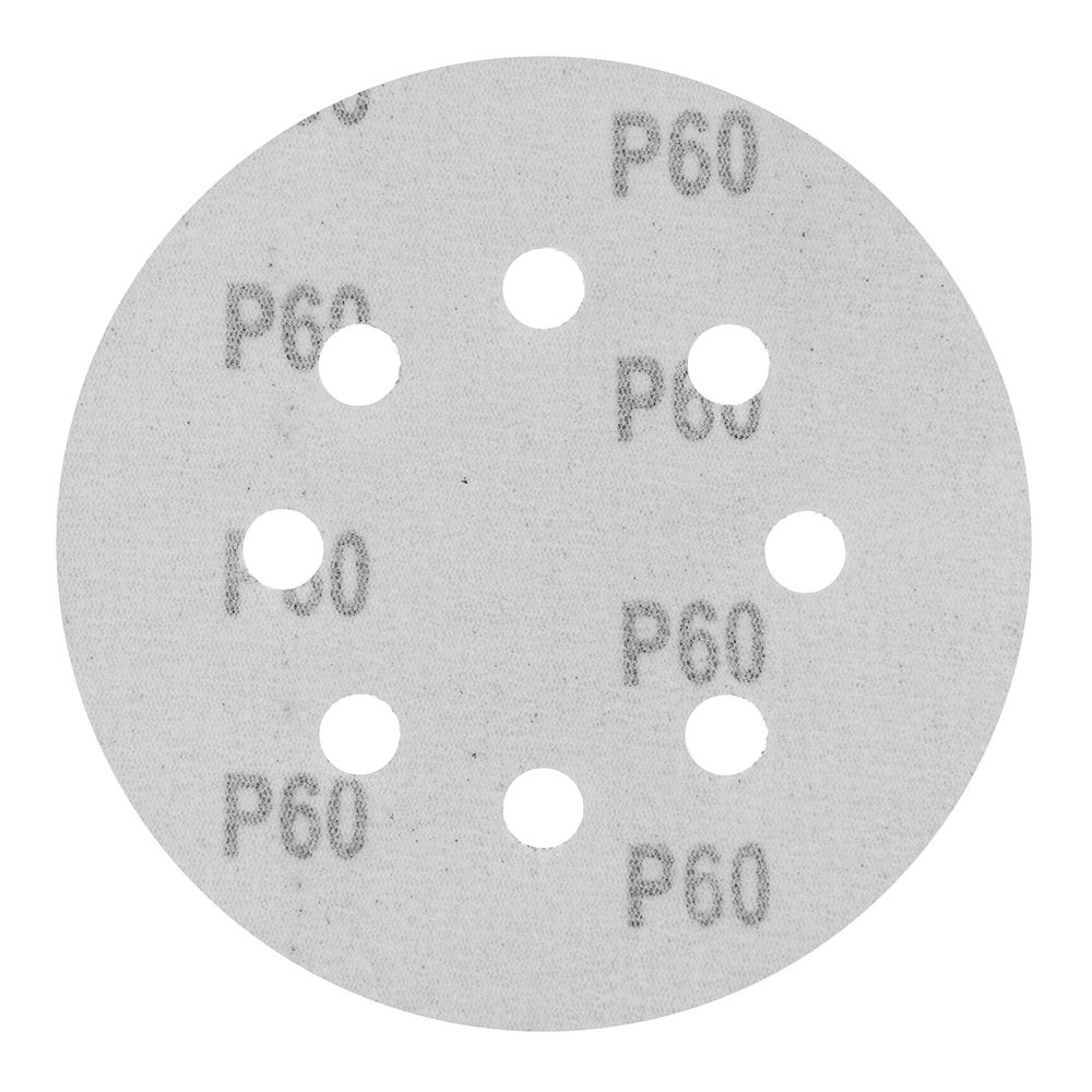 Круг абразивный на ворсовой подложке под липучку, перфорированный, P 60, 125 мм, 5 шт Сибртех (738037)