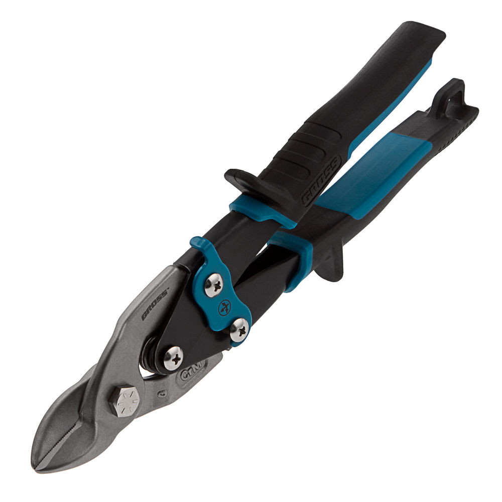 Ножницы по металлу Piranha, 230 мм, прямой усиленный рез (Bulldog) сталь СrMo, двухкомпонентная рукоятка-ки Gross