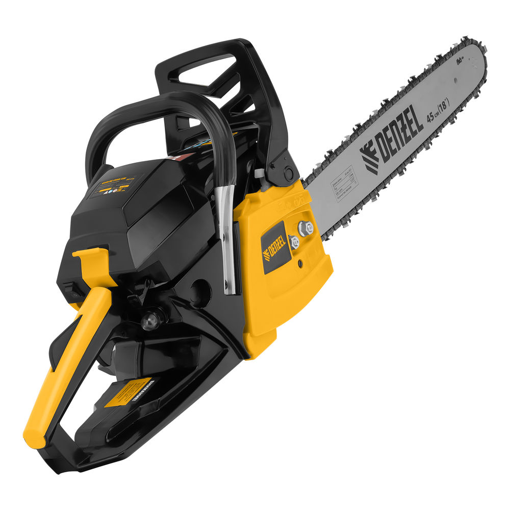 Пила цепная бензиновая DGS-5218, шина 45 см, 52 см3, 3.5 л.с, шаг 0.325, паз 1.5 мм, 72 звена Denzel (95233)