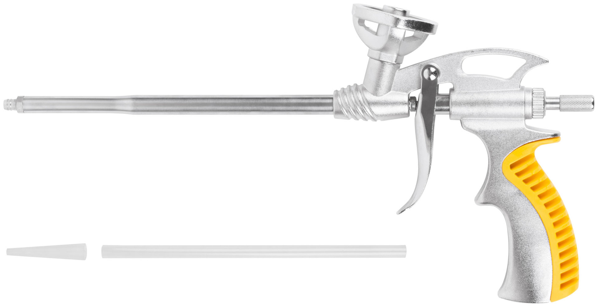 Пистолет для монтажной пены, цельнометаллический, прорезиненная ручка (14284)