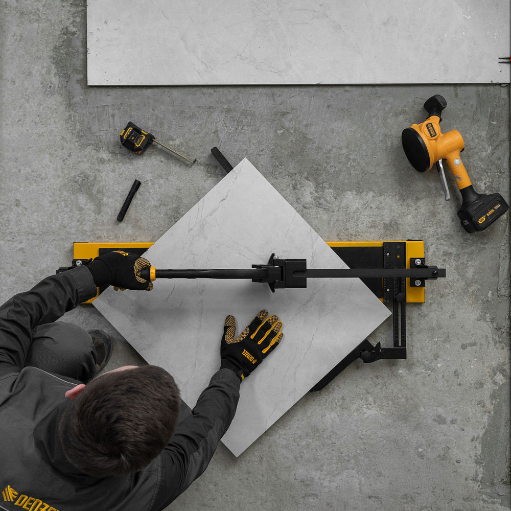 Плиткорез рельсовый 800х16мм, каретка на подш., стальная станина, усил. рукоятка-пенал Denzel (877016)