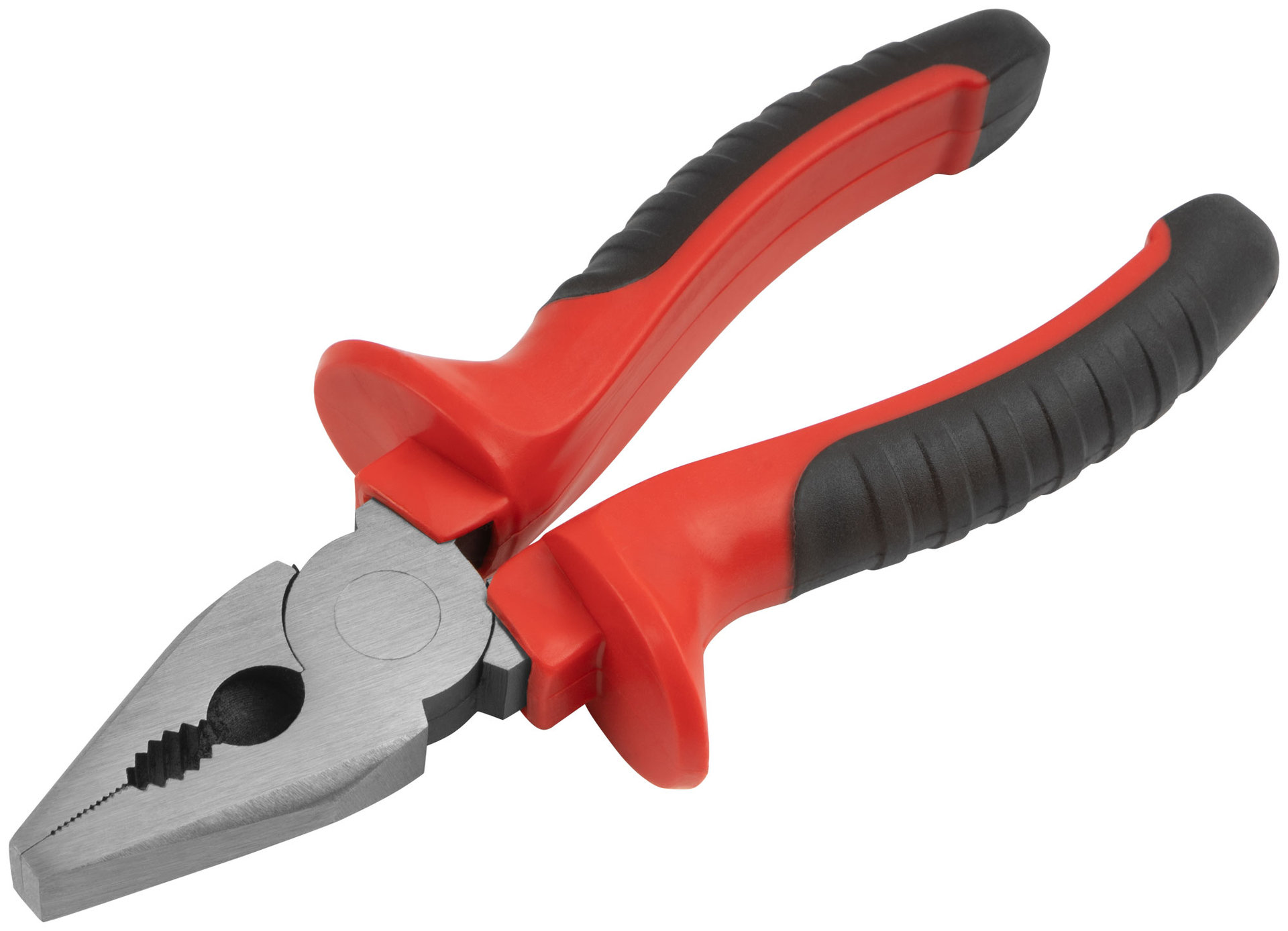 Плоскогубцы комбинированные Оптима, двухцветные обрезиненные ручки, полированная сталь 165 мм (47553)