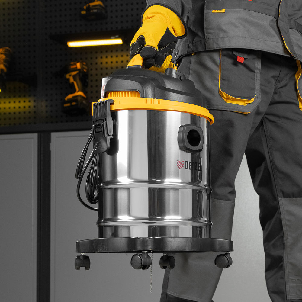 Пылесос строительный SVC15, 1200 Вт, бак 15 л, шланг 2 м Denzel (28201)