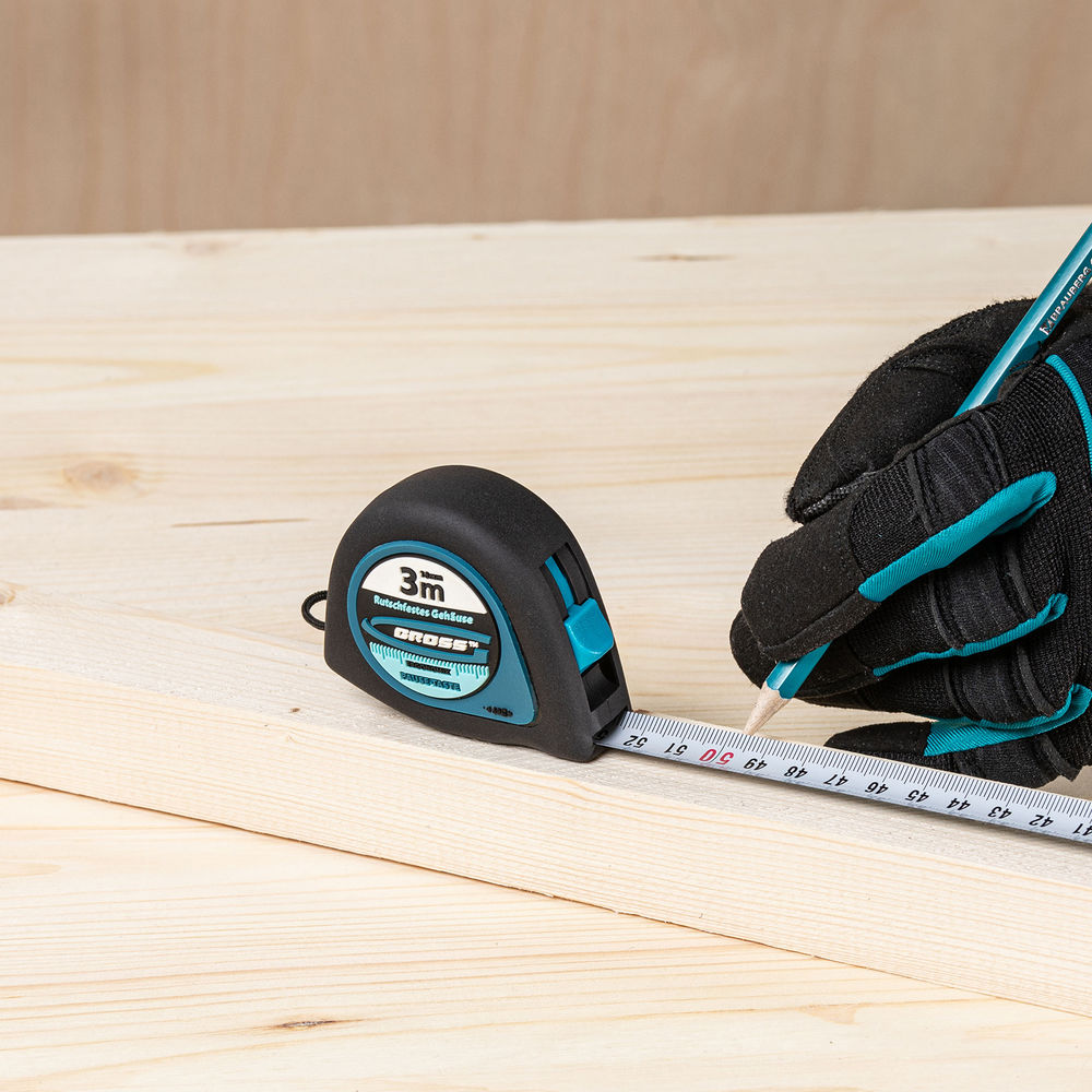 Рулетка Ergonomisch,3 м x 16 мм,магнитный обрезиненный зацеп Gross