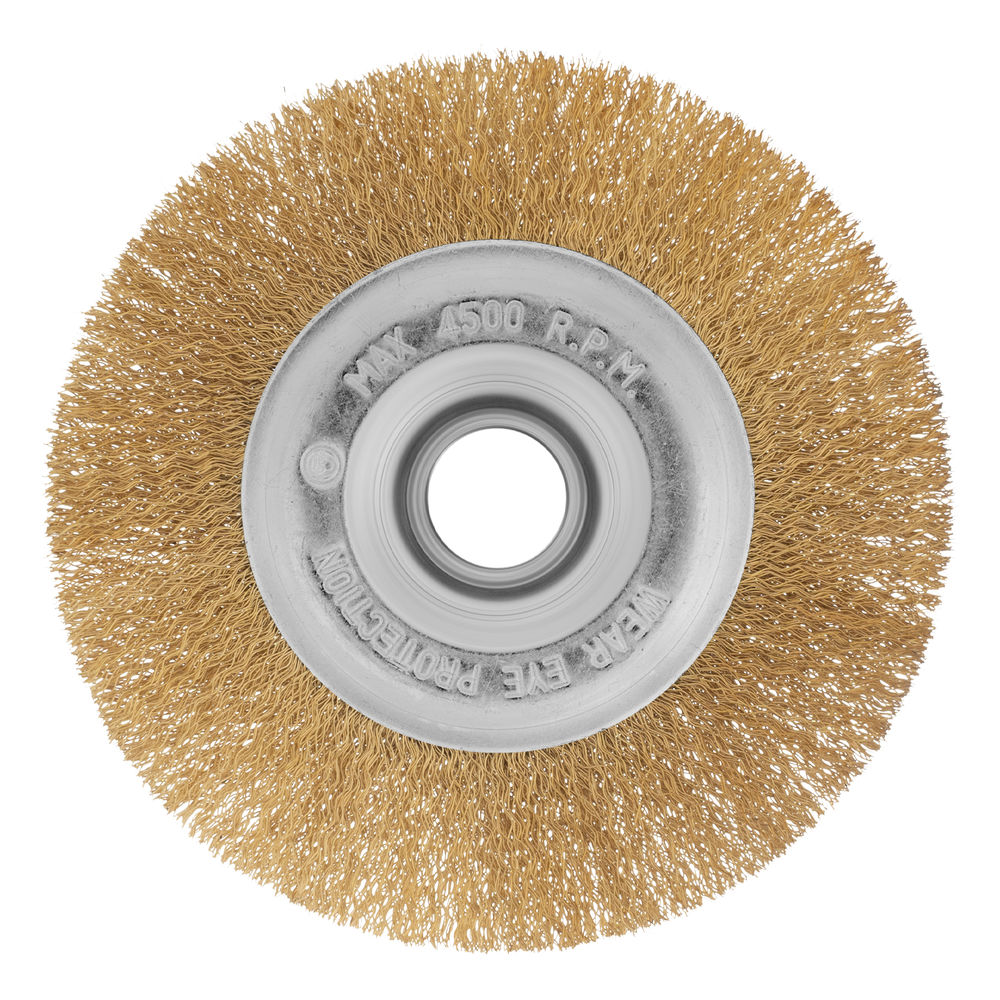 Щетка для УШМ, 150 мм, посадка 22.2 мм, плоская, латунированная витая проволока Matrix (74664)