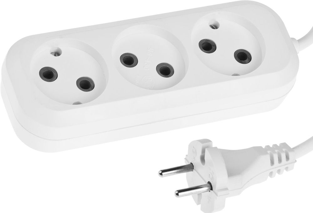 Бытовой удлинитель ПВС 2 х 0.75 мм2 1300 Вт 3 гн. 5 м СИБИН У-20 55031-5