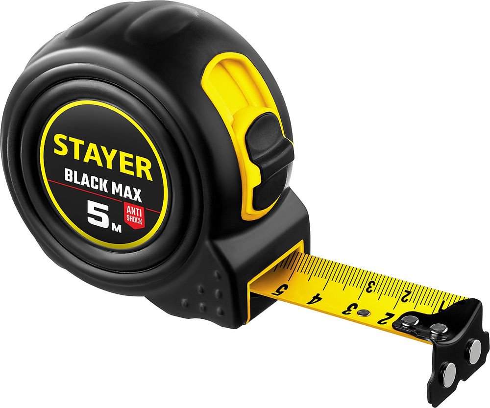 Рулетка с двумя фиксаторами BlackMax 5 м х 25 мм Professional STAYER 3410-05-25