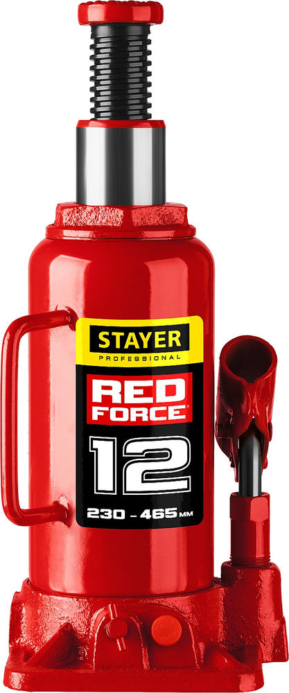 Домкрат бутылочный гидравлический 12 т, 230 - 465 мм RED FORCE Professional STAYER 43160-12