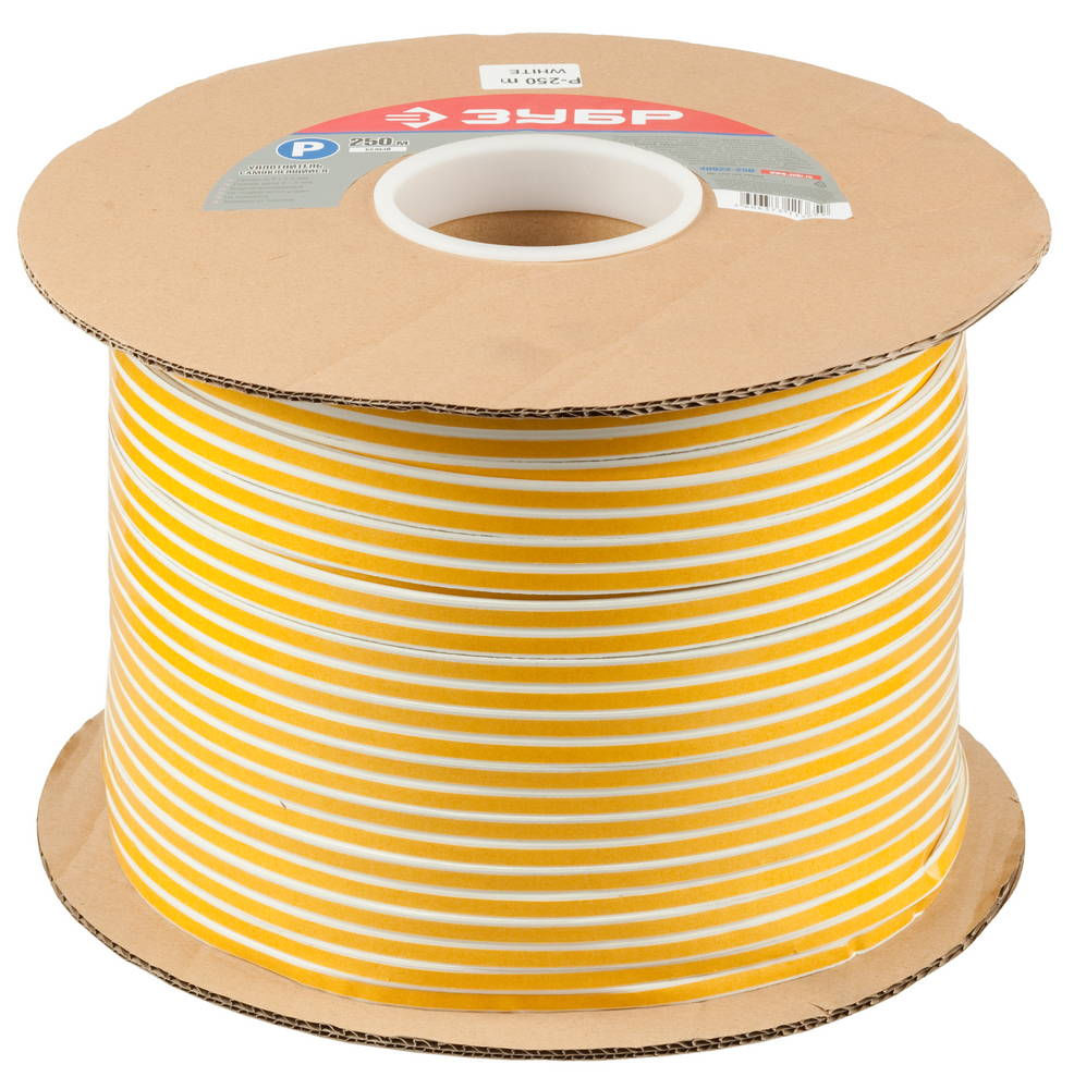 Уплотнитель резиновый самоклеящийся P-профиль 250 м размер 9?5.5 мм белый ЗУБР 40922-250