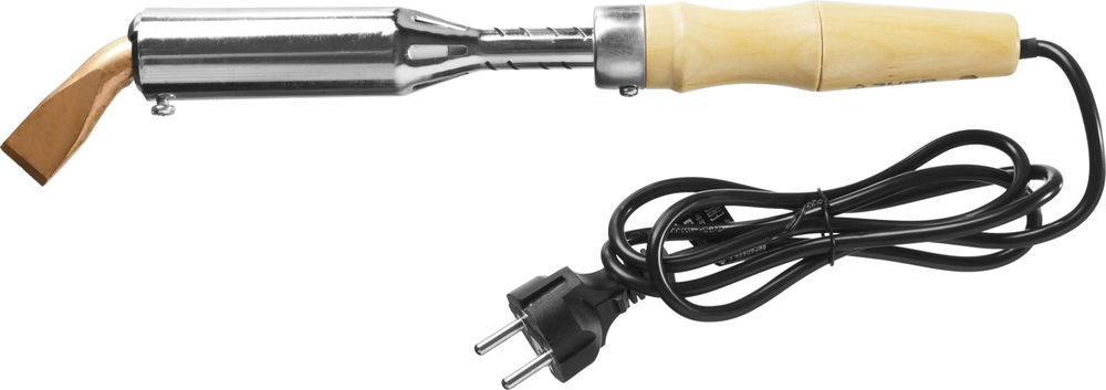 Электропаяльник Ceramic PRO 200 Вт, клин, высокомощный, деревянная рукоятка ЗУБР 55303-200