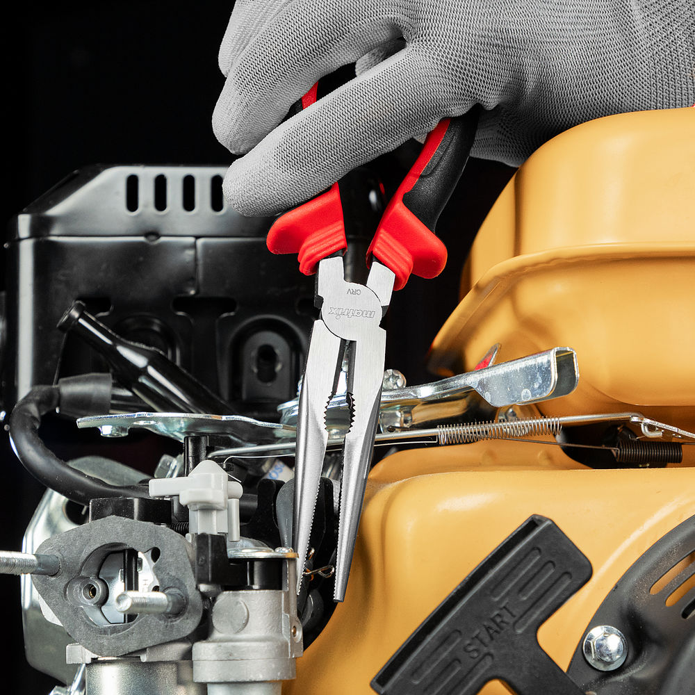 Длинногубцы прямые, 200 мм, хром-ванадий, двухкомпонентные рукоятки Matrix (17311)