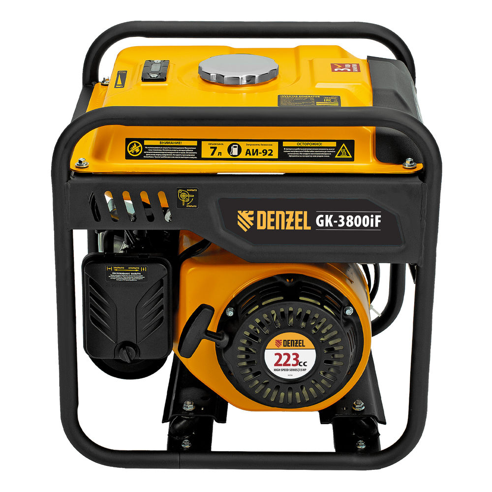 Генератор инверторный GK-3800iF, 3,8 кВт, 230 В, ручной старт DENZEL (94708)