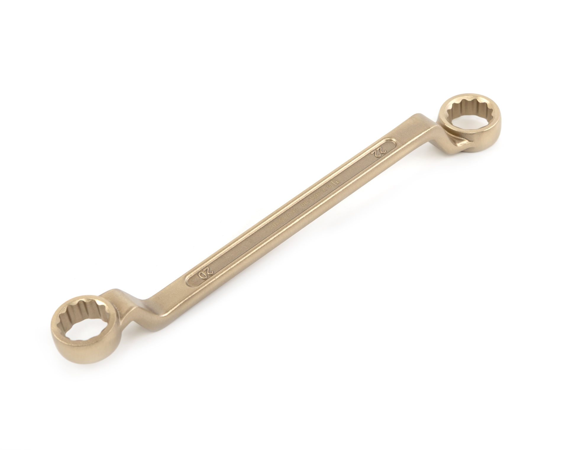 Ключ гаечный накидной двусторонний коленчатый 20х22 искробезопасный сплав AlCu 151-2022, HORTZ