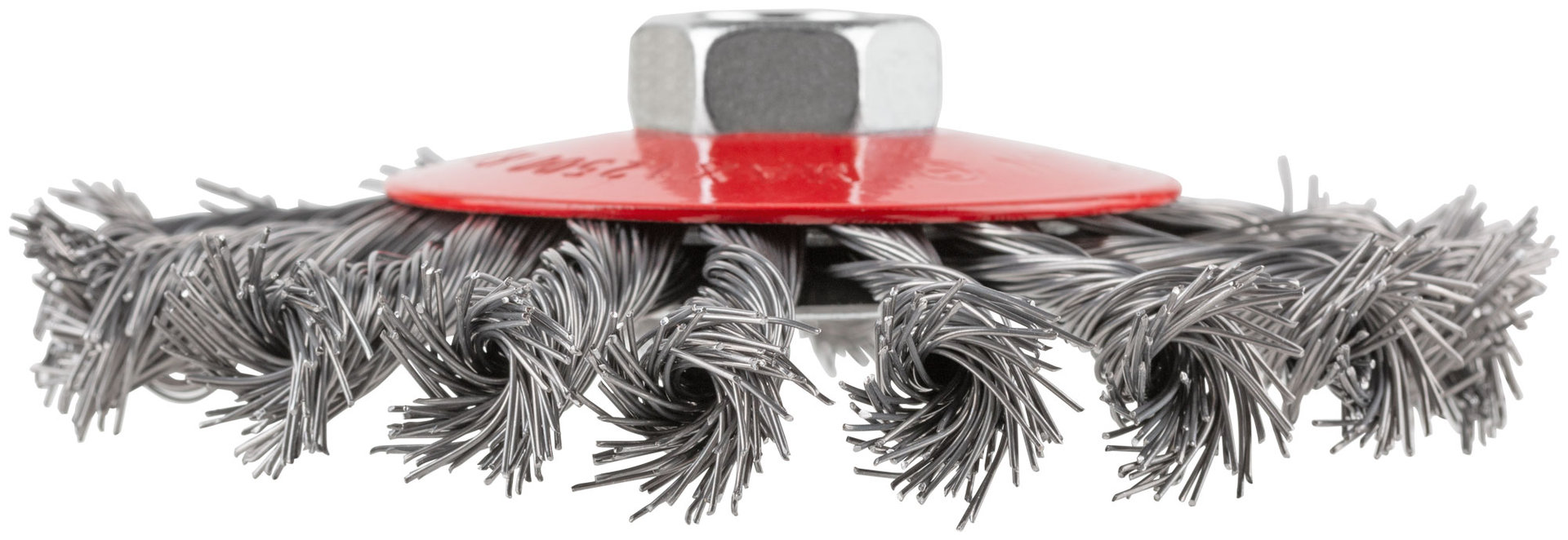 Корщетка-колесо с наклоном, гайка М14, стальная витая проволока 115 мм, блистер (39088)