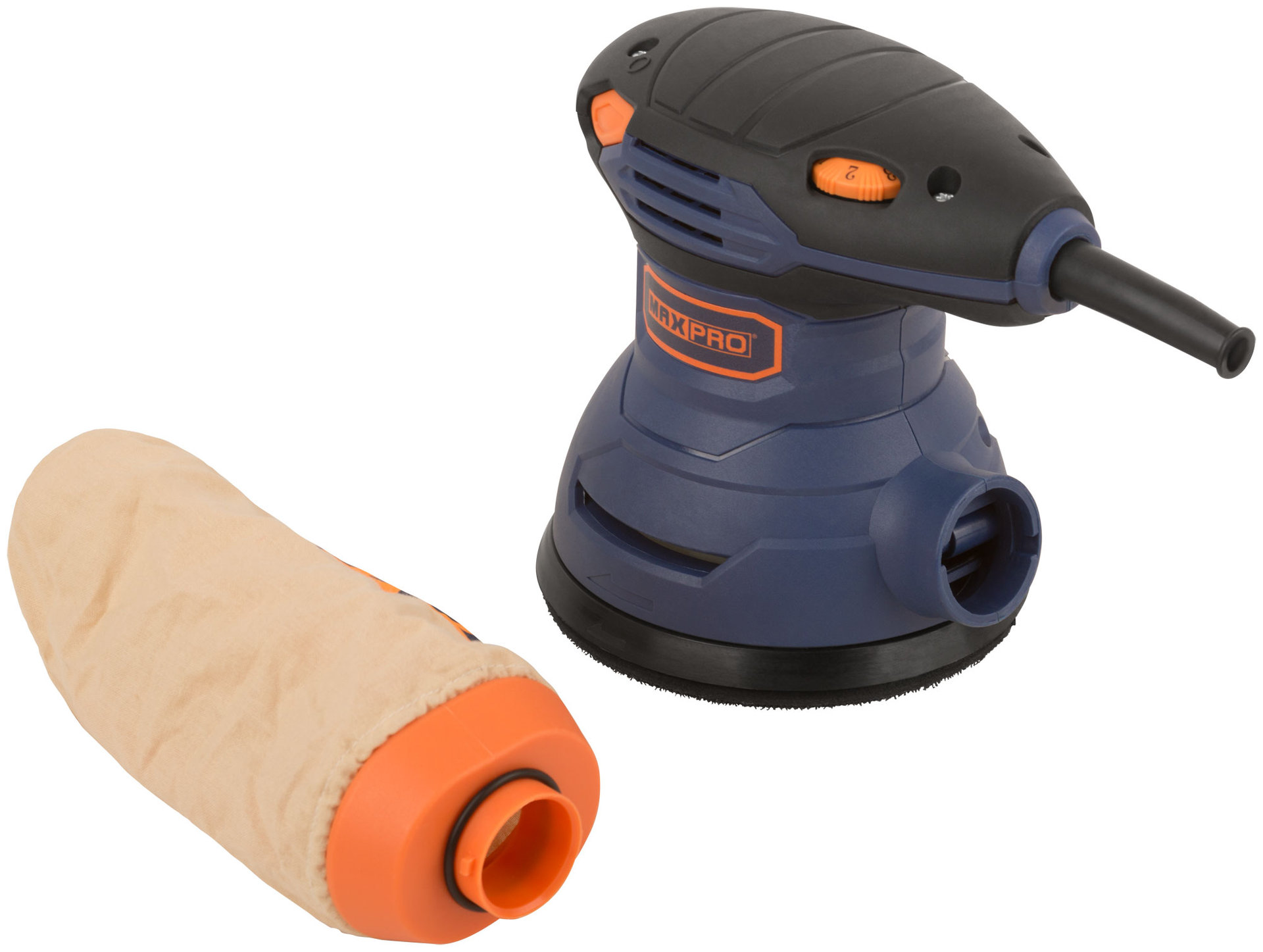 Шлифмашина эксцентриковая, 300 Вт, 5000-12000 об/мин, 125 мм, 1,2 кг, липучка, пылезащищенный выключатель, коробка, MAX-PRO, 85240