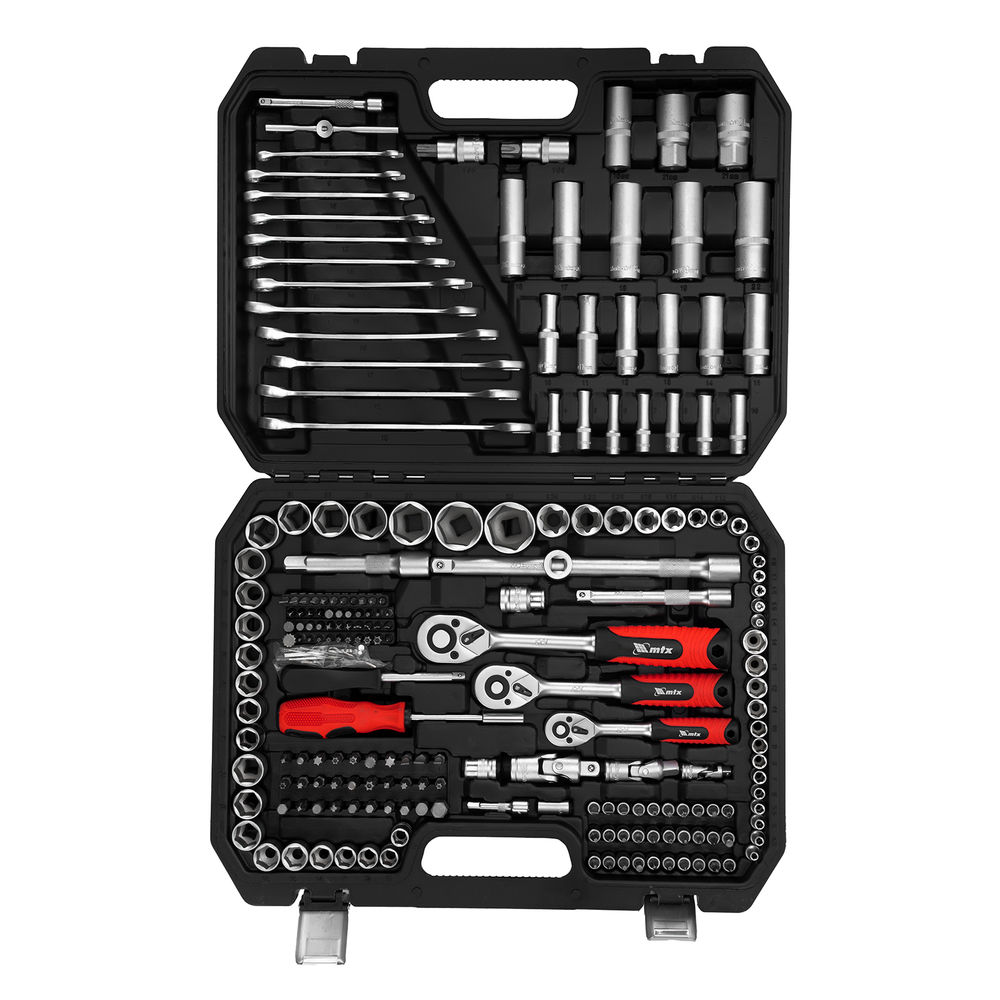 Набор инструментов, 1/2, 3/8, 1/4, пластиковый кейс 215 предметов MTX