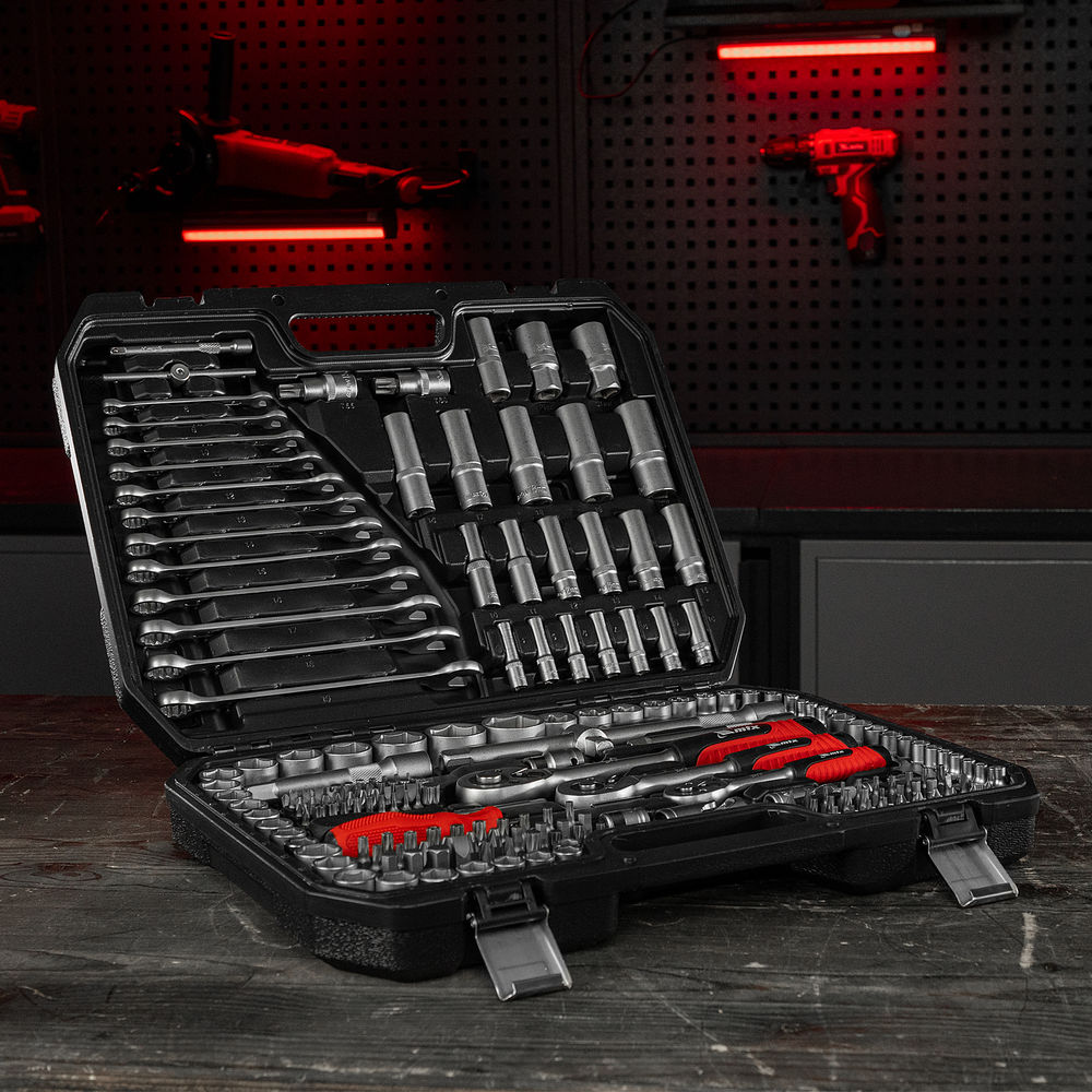 Набор инструментов, 1/2, 3/8, 1/4, пластиковый кейс 215 предметов MTX