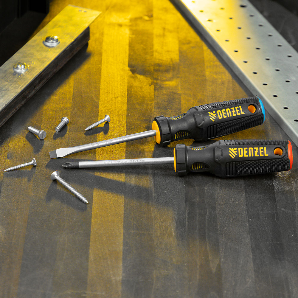 Набор отверток, 2 шт., PH+SL, S2, 3к рукоятка Denzel (122117)
