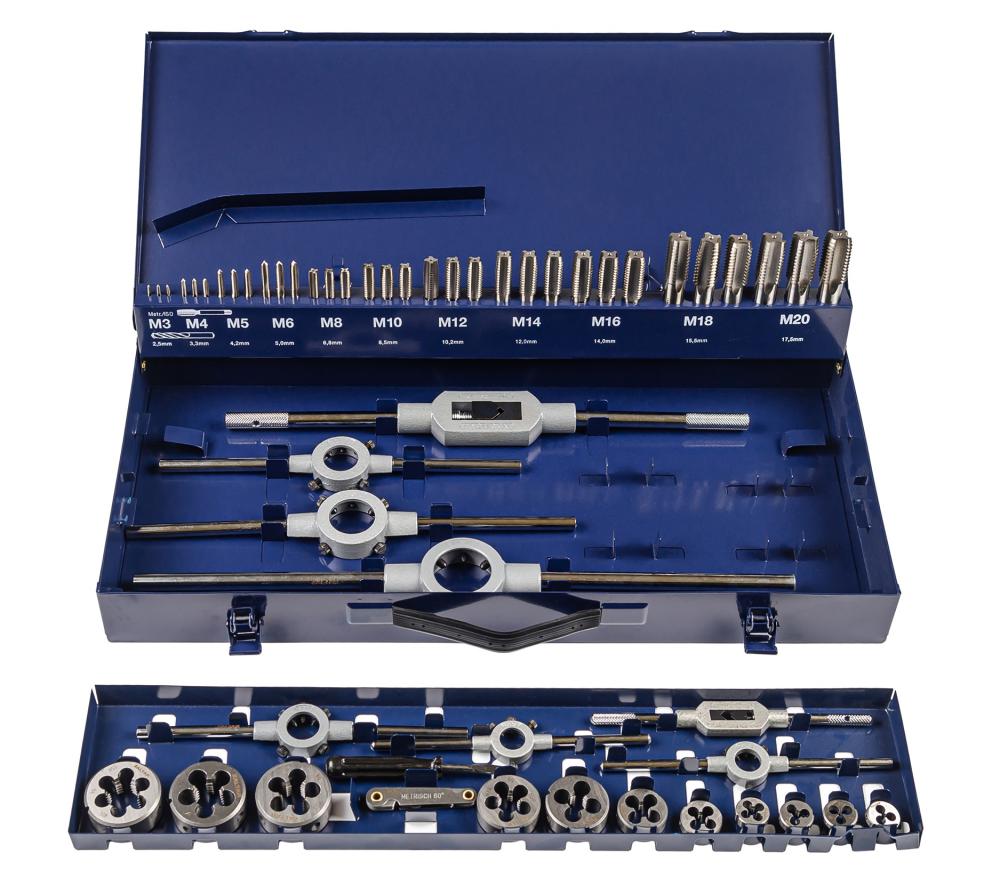 Набор резьбонарезного инструмента STM 35 HSS, 54 пр., M3-M4-M5-M6-M8-M10-M12-M14-M16-M18-M20 (ZA-10723)