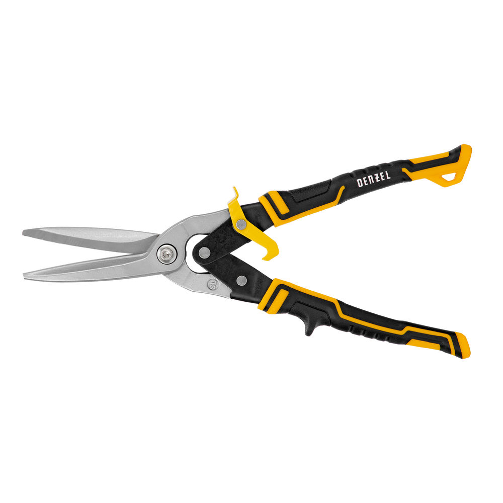 Ножницы по металлу, 315 мм, прямой проходной рез, сталь-CrMo, трехкомпонентные рукоятки Denzel (78373)
