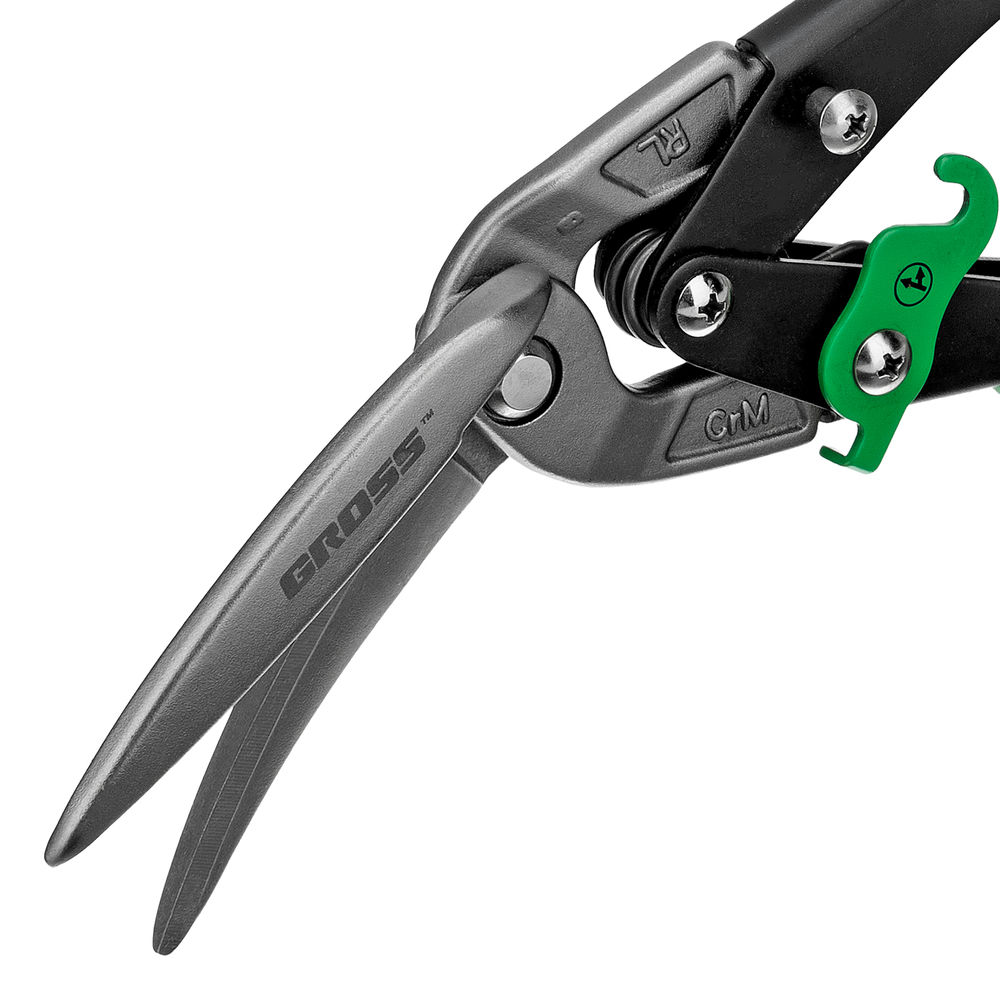 Ножницы по металлу Piranha, 270 мм, прямой и правый проходной рез, сталь СrMo, двухкомпонентные рукоятки Gross
