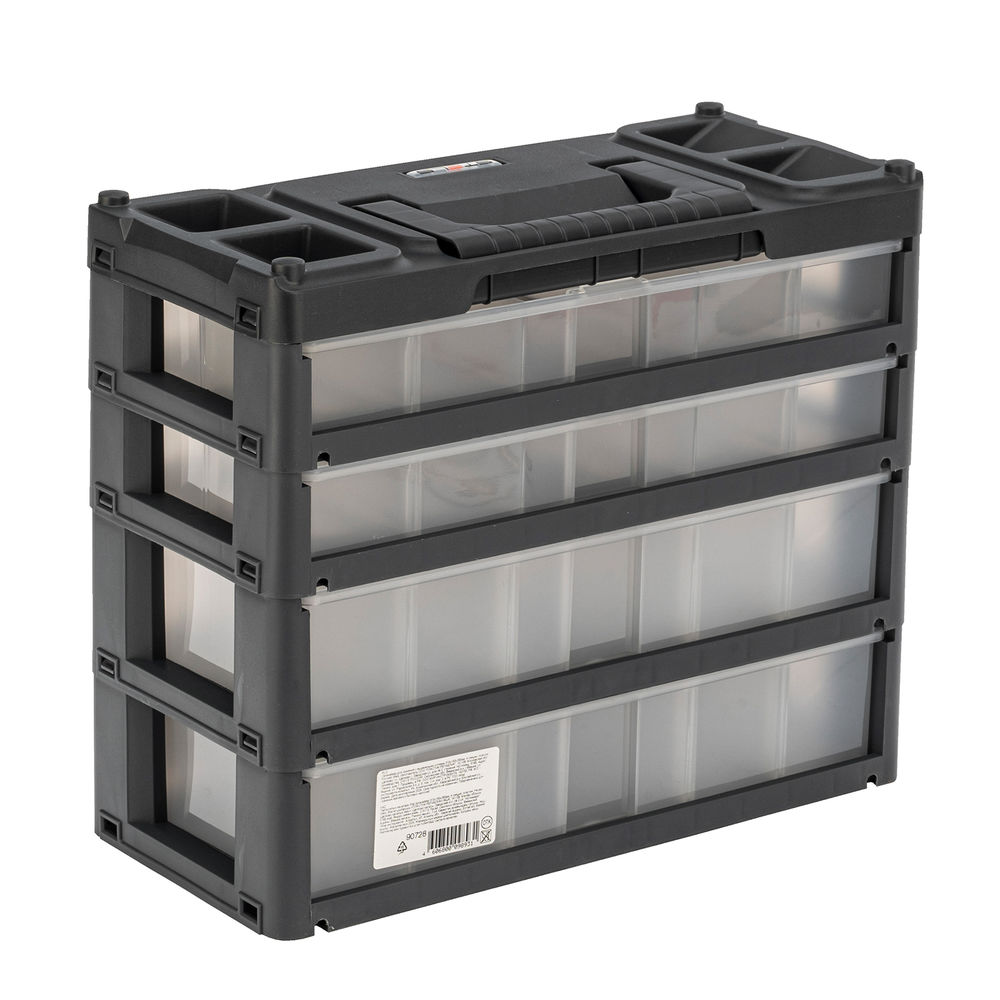 Органайзер для хранения с выдвижными лотками 310х150х260мм, 4 секции, пластик Stels