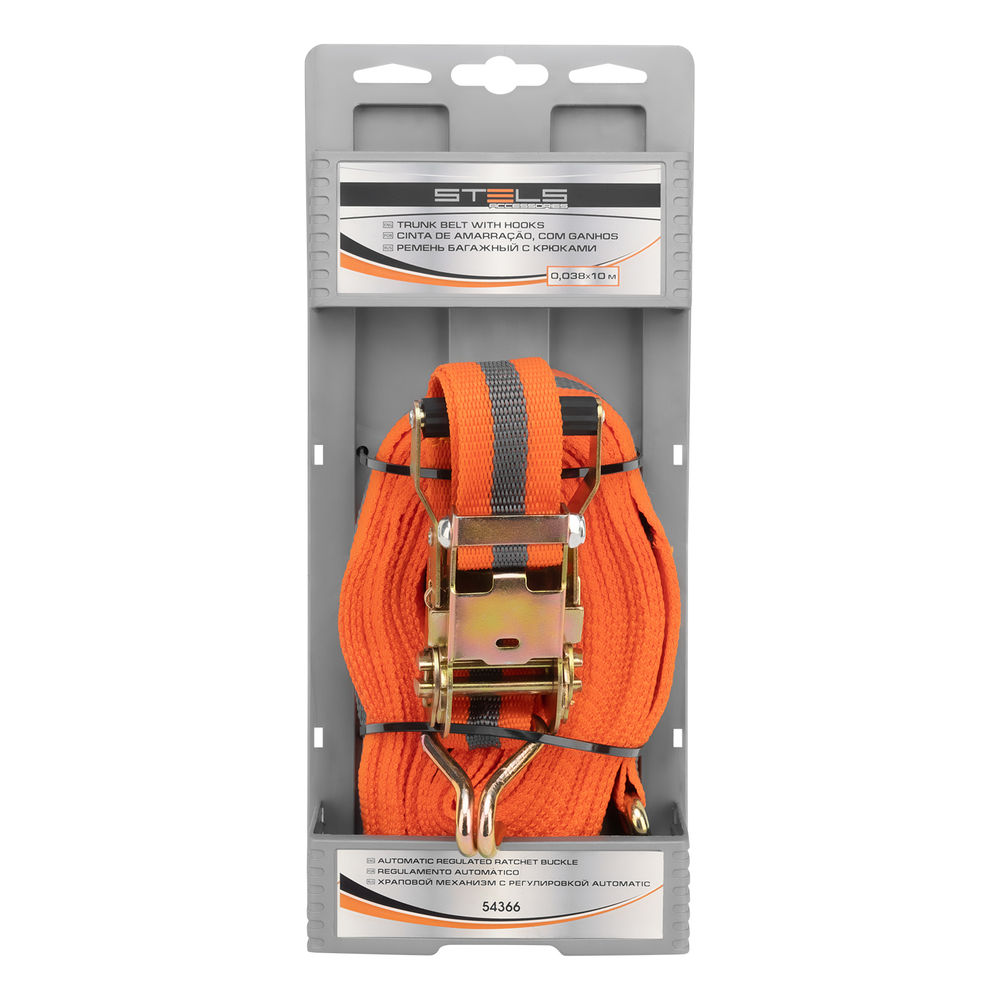 Ремень багажный с крюками, 0.038 х 10 м, храповой механизм Automatic Stels (54366)