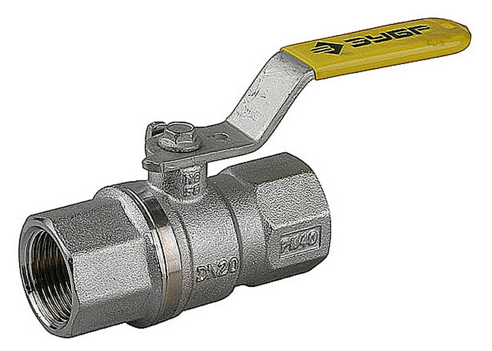 Шаровой кран газовый полнопроходной d 1/2, ручка-рычаг, «мама-мама» ЗУБР 4-51720-C-1/2