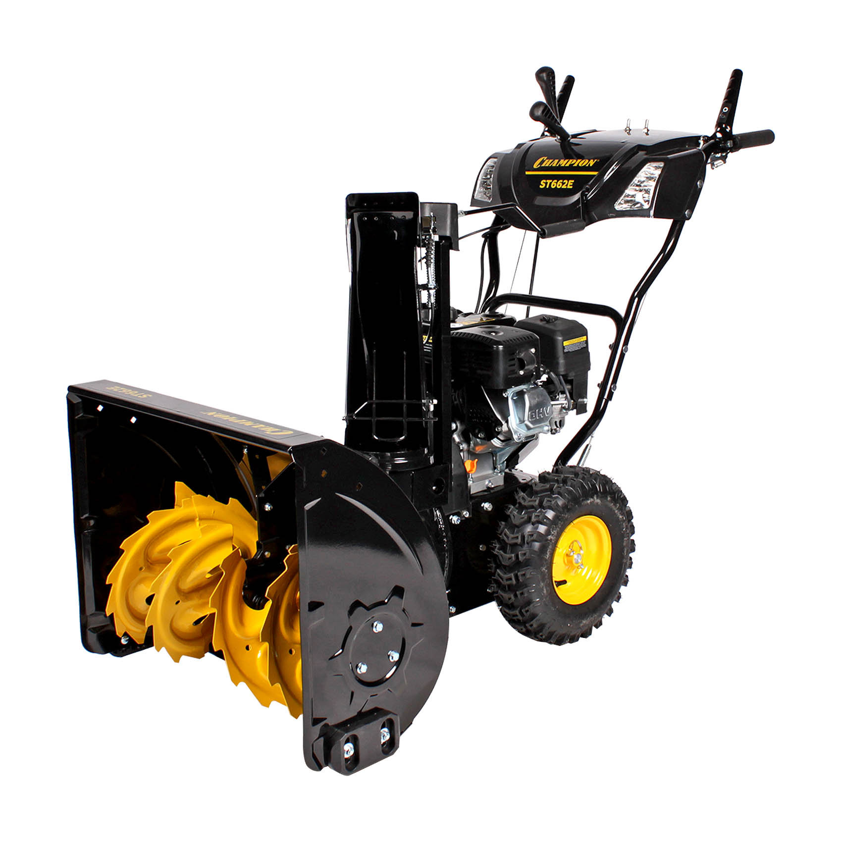 Снегоотбрасыватель CHAMPION ST662E (6,5лс61см6F/2Rколеса3,6л80,5кг эл.стартер, фары, обогрев рук) (ST662E)