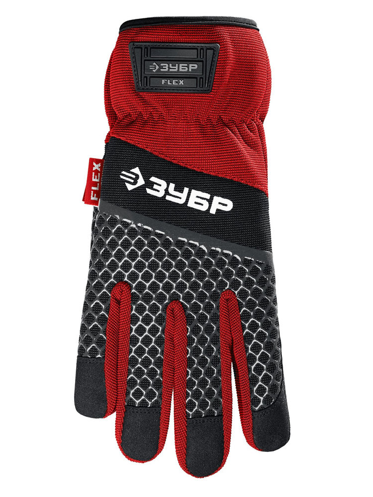 Перчатки комбинированные FLEX р.L (9), красные, работа с сенсорными экранами ЗУБР Профессионал 11479-L